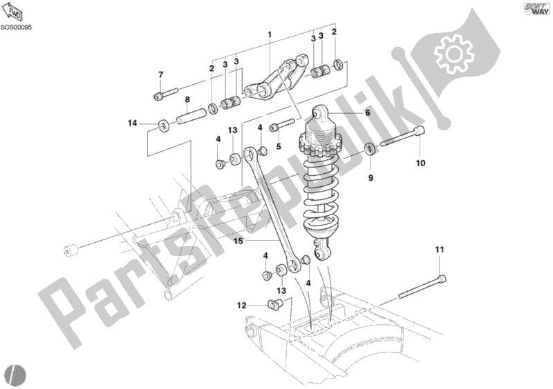 Todas as partes de Amortecedor Traseiro do Ducati Monster 620 Dark USA 2005